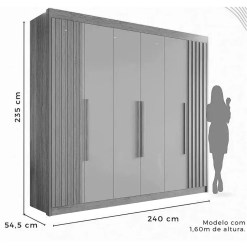 Guarda Roupa Granada Casal 6 Portas 6 Gavetas Ripado Salleto 71670