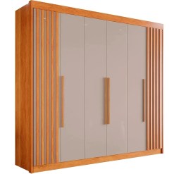 Guarda Roupa Granada Casal 6 Portas 6 Gavetas Ripado Salleto Cinamomo Off White 60191