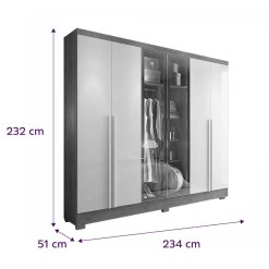 Guarda Roupa Memphis Casal 6 Portas Com 2 Reflecta E 4 Gavetas J E A 90579