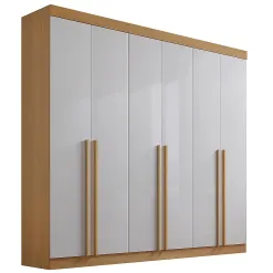 Guarda Roupa Milano Casal 6 Portas 8 Gavetas D Doro Cinamomo Off White 55078