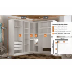 Guarda Roupa Modulado Rizon 004 Solteiro 4 Pecas Novo Horizonte 65105