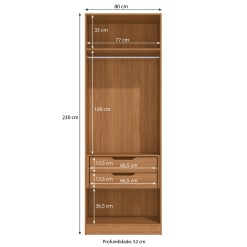 Guarda Roupa T805 Solteiro 2 Portas De Vidro E 2 Gavetas Kappesberg 33045
