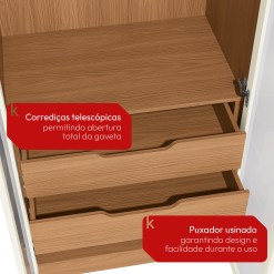 Guarda Roupa T805 Solteiro 2 Portas De Vidro E 2 Gavetas Kappesberg 59966