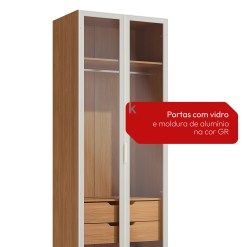 Guarda Roupa T805 Solteiro 2 Portas De Vidro E 2 Gavetas Kappesberg 76976