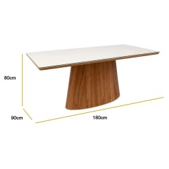 Mesa Barcelona 180x90cm Com Vidro Minas Plac 18051