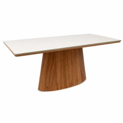 Mesa Barcelona 180x90cm Com Vidro Minas Plac Cinamomo Off White 70038