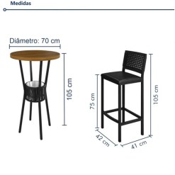 Mesa Bistro Bar Com 3 Banquetas Madri E Cooler Em Corda Nautica Paonanda 49587