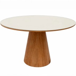 Mesa Paris Redonda 120x120 Com Vidro Minas Plac Cinamomo Off White 34537