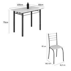 Mesa Rio Tampo Vidro 100x60cm Com 4 Cadeiras Tubular Teixeira 12128