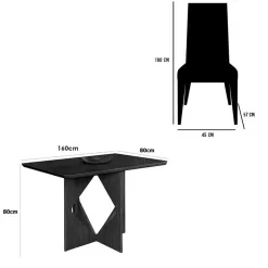 Mesa De Jantar Madrid Dubai 160x80cm Sem Vidro E 6 Cadeiras Jasmim Em Veludo Estofadas Minas Plac 13748