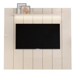 Painel Lumi 220cm Com Led Para Tv Ate 75 Polegadas Ripado Edn Off White 36007