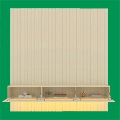 Painel Majestade Native 230cm Com Led Para Tv Ate 80 Polegadas Ripado E Tela Rattan Gelius 31645