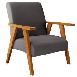 Poltrona Dakar Capri Em Veludo Com Pes Em Mdf Viero Grafite 38419