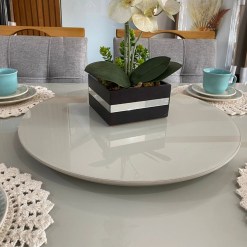 Prato Giratorio Laqueado Sem Borda 50cm Com Vidro Rj Decor 29385
