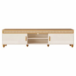 Rack Comodoro 220cm Para Tv Ate 75 Polegadas 2 Portas Edn Off White Cedro 91685