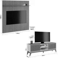 Rack King Com Painel Avant Para Tv Ate 75 Polegadas 2 Portas Ripado Em Impressao 3d Edn 35701