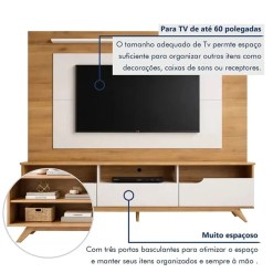 Rack Com Painel Diplomata Sem Led Para Tv Ate 60 Polegadas 3 Portas Valdemoveis 57338