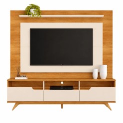 Rack Com Painel Diplomata Sem Led Para Tv Ate 60 Polegadas 3 Portas Valdemoveis Cinamomo Off White 77442