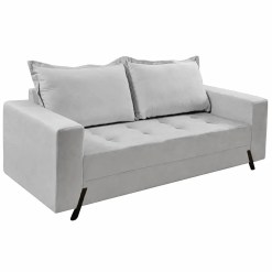 Sofa 8100 3 Lugares Em Veludo Com Almofadas Soltas 198cm Boareto Prata 31281