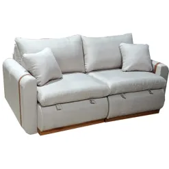 Sofa Cama Canada Em Linho 190cm Retratil 3 Lugares Plena Bege 46079