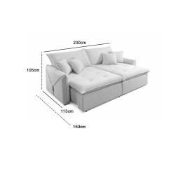 Sofa Cama Hermes Em Linho 230cm Com Molas Ensacadas Retratil 4 Lugares Dora Bela 24840