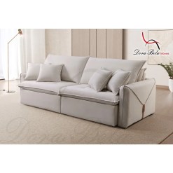 Sofa Cama Hermes Em Linho 230cm Com Molas Ensacadas Retratil 4 Lugares Dora Bela 54508