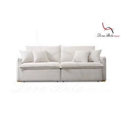 Sofa Cama Hermes Em Linho 230cm Com Molas Ensacadas Retratil 4 Lugares Dora Bela 69002