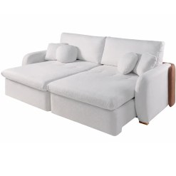Sofa Cama Organ Em Linhao 230cm Com Molas Ensacadas Retratil 4 Lugares Dora Bela Marfim 36833