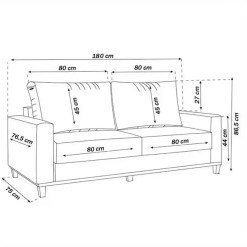 Sofa Felicia Em Linhao 2 Lugares Com Almofadas Soltas 180cm Viero 88751