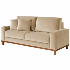 Sofa Grecia 180cm Em Veludo 2 Lugares Pe Madeira Aifos Bege 82160