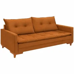 Sofa Inglaterra 2 Lugares Com Almofadas Soltas Tecido Veludo 180cm Boareto Cobre 75738