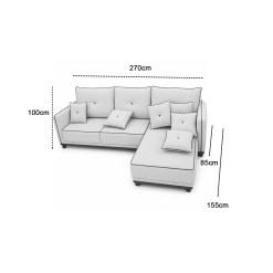 Sofa Londres 5 Lugares Com Chaise 270cm Tecido Linho Nell 85895