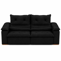 Sofa Zenit 4 Lugares Retratil E Reclinavel 230cm Tecido Veludo Preto 73002