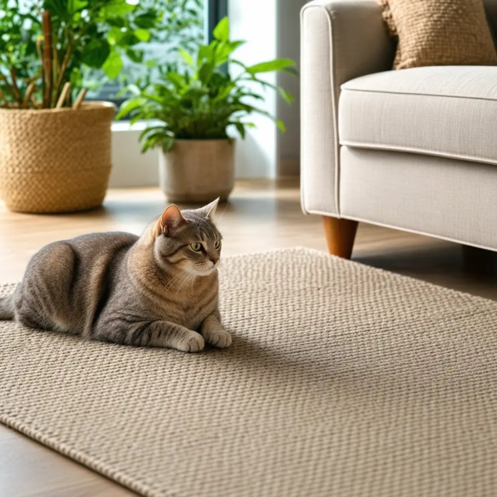Tapete para quem tem gato e limpar sem arranhar: gato no tapete