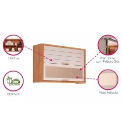 Armario Aereo Eloise 120cm 2 Portas Com Vidro Reflecta Mgm 12703