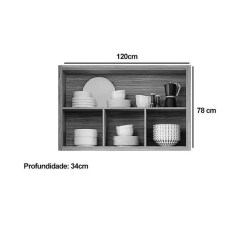 Armario Aereo Eloise 120cm 2 Portas Com Vidro Reflecta Mgm 50113