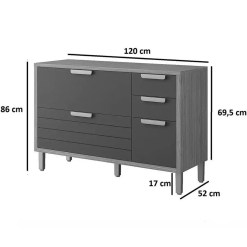 Balcao Eloise 120cm 1 Porta 4 Gavetas Mgm 18132