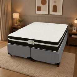 Base Bipartida Em Veludo Com Colchao Bio Classic Casal Com Molas Ensacadas 67x188x138cm Bio Flex 92807