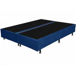 Base Box Bipartida King Em Veludo Universal 37x203x193cm Azul 85301
