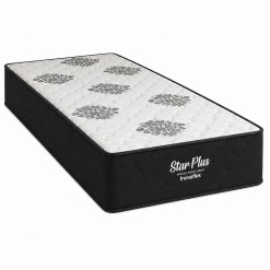 Colchao Star Plus Solteiro Com Molas Ensacadas 25x188x88cm Inovaflex Branco Com Preto 65950