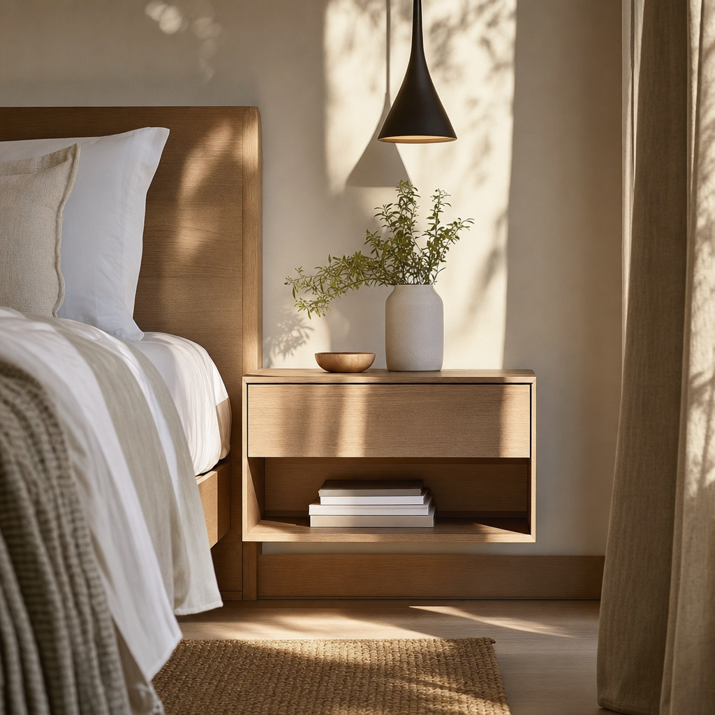 Como escolher mesa de cabeceira: altura ideal mesa com abajur ao lado da cama