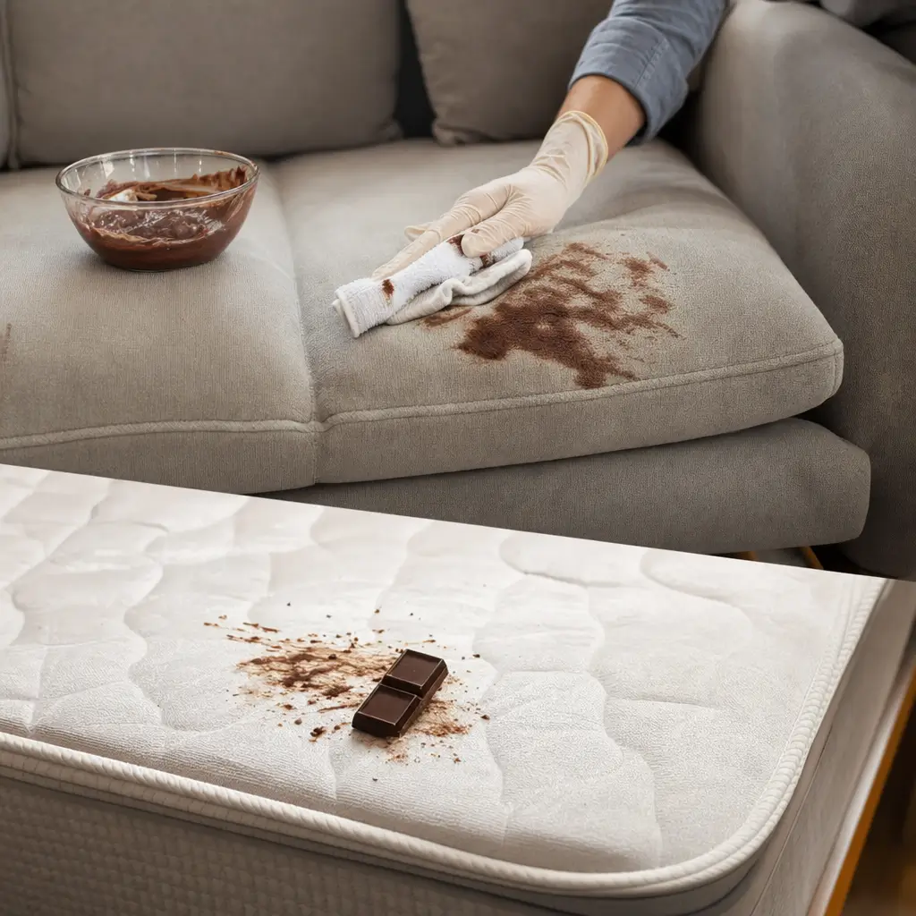 Como tirar mancha de chocolate do sofá e do colchão: pano limpando manchas no sofá e no colchão