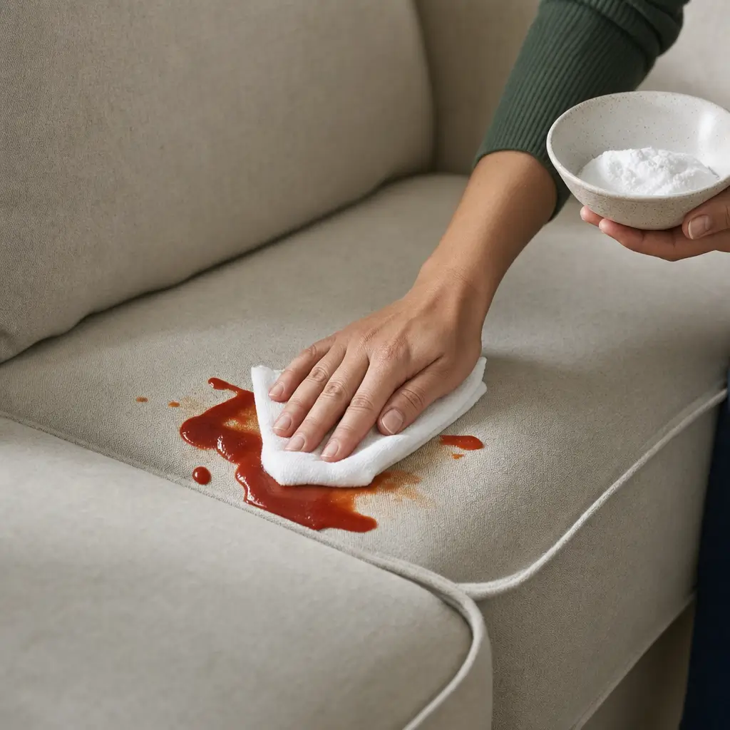 Como tirar mancha de ketchup do sofá e do colchão sem espalhar mão com pano