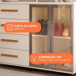 Comoda Sapateira Lady Com Led 4 Gavetas 2 Portas Reflecta J E A 54329