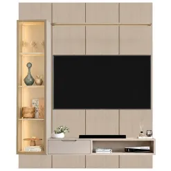 Conjunto Painel Liso 180cm 4 Modulos 1 Porta 1 Gaveta Com Led Jb Bechara Fendi 29639