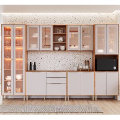 Cozinha Brilhante Completa 6 Pecas Com Led 14 Portas 2 Gavetas Mgm 74932