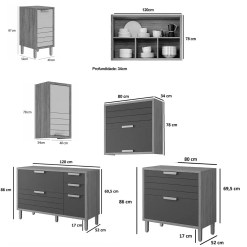 Cozinha Eloise Completa 8 Pecas 11 Portas 5 Gavetas Mgm 69205