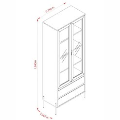 Cristaleira Brisa 2 Portas De Vidro 2 Gavetas Madetec 95439