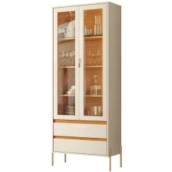 Cristaleira Brisa 2 Portas De Vidro 2 Gavetas Madetec Cinamomo Off White 86504