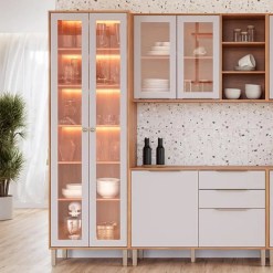 Cristaleira Divina Esplendida Celeste Aurea Com Led E 2 Portas Em Vidro Reflecta Mgm 14880